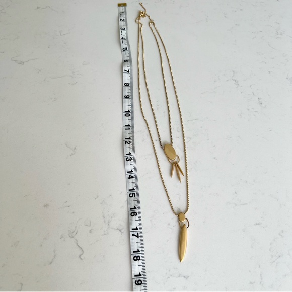 Madewell Unique Modern Adjustable Layered Matte Gold Pendant Necklace- NWOT - Picture 7 of 8
